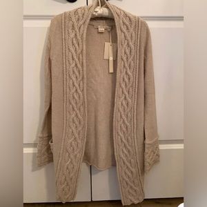 Nougat beige cardigan open front sweater NEW with tags